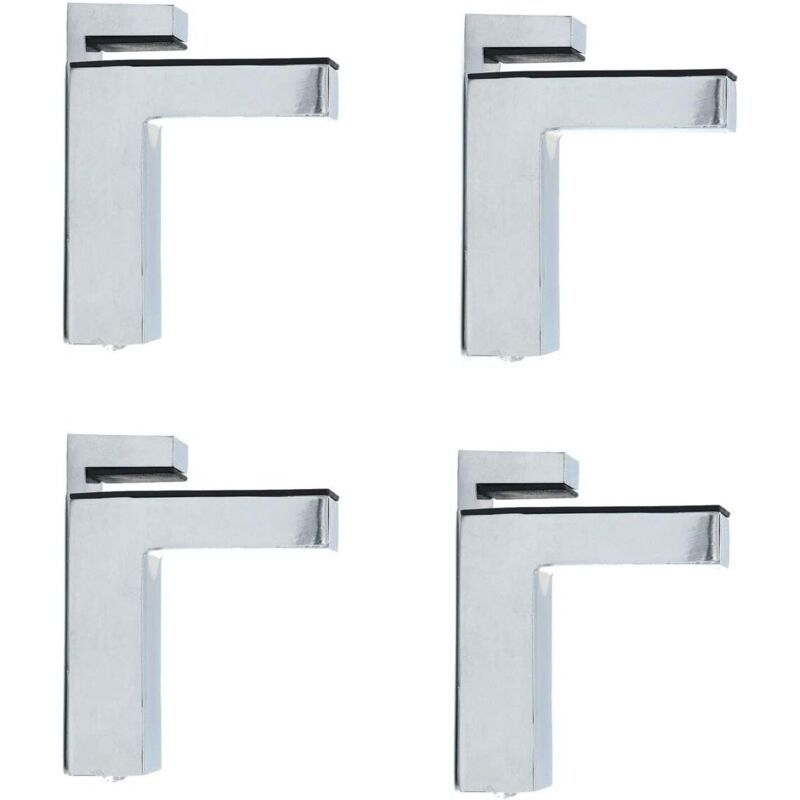 4 Pcs F Shape Glass Clamps Wall Mount Adjustable Shelf Brackets Chrome, 6 to 28 mm V1188-MS-527-017