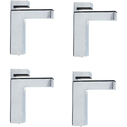 4 Pcs F Shape Glass Clamps Wall Mount Adjustable Shelf Brackets Chrome, 6 to 28 mm V1188-MS-527-017