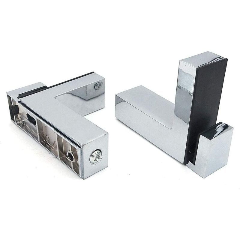 4 Pcs F Shape Glass Clamps Wall Mount Adjustable Shelf Brackets Chrome, 6 to 28 mm V1188-MS-527-017