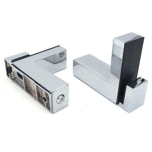 4 Pcs F Shape Glass Clamps Wall Mount Adjustable Shelf Brackets Chrome, 6 to 28 mm V1188-MS-527-017