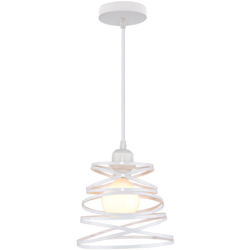 Vintage Metal Cage Pendant Light E27 Retro Industrial Ceiling Light White V1188-MS-527-018
