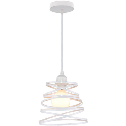 Vintage Metal Cage Pendant Light E27 Retro Industrial Ceiling Light White V1188-MS-527-018