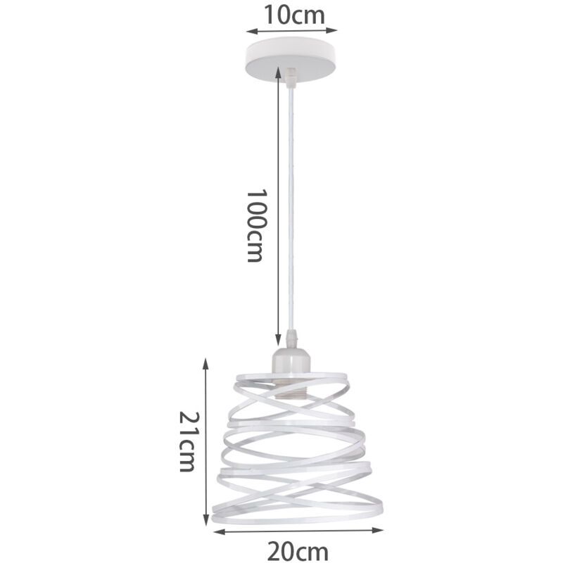 Vintage Metal Cage Pendant Light E27 Retro Industrial Ceiling Light White V1188-MS-527-018