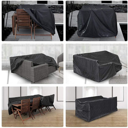 Black Oxford Rectangular Garden Furniture Table Cover with UV Protection, 210 x 140 x 80 cm V1188-MS-527-023
