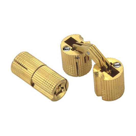 2 Pcs Brass Hidden Invisible Barrel Hinges for Wooden Door Cabinet Caravan, 16 mm V1188-MS-527-025