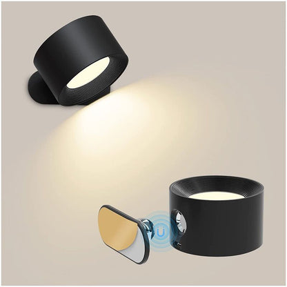 Touch LED Wall Lamp with USB Port 3 Brightness Levels 360 Degree Rotatable Black V1188-MS-527-027