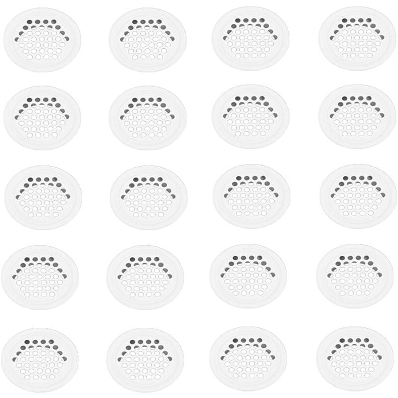 20 Pcs White Round Stainless Steel Ventilation Grilles for Kitchen Cabinet Furniture, 35 mm V1188-MS-527-029