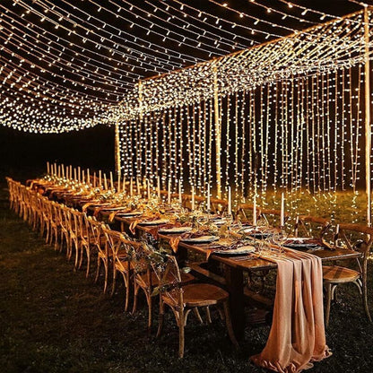 600 LED Waterproof Curtain Fairy Lights 8 Modes Warm White, 6 x 3 m V1188-MS-527-033