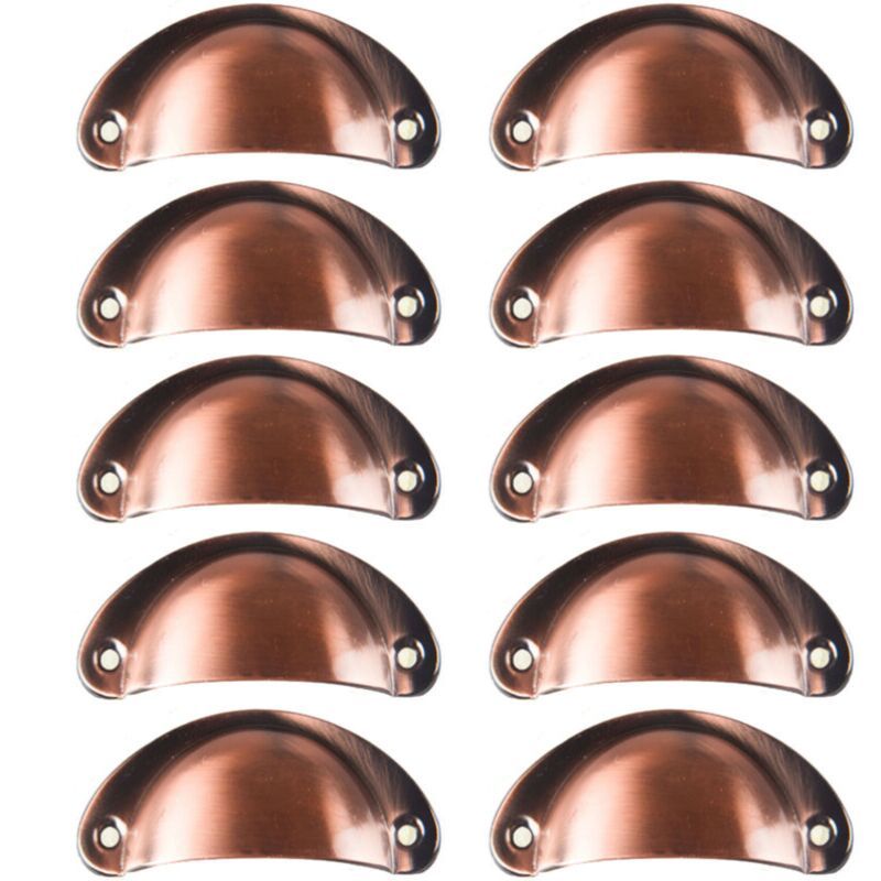 10 Pcs Red Copper Vintage Shell Handles for Drawer Cabinet, 8.2 x 3.5 cm V1188-MS-527-042