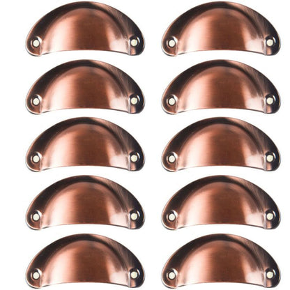 10 Pcs Red Copper Vintage Shell Handles for Drawer Cabinet, 8.2 x 3.5 cm V1188-MS-527-042