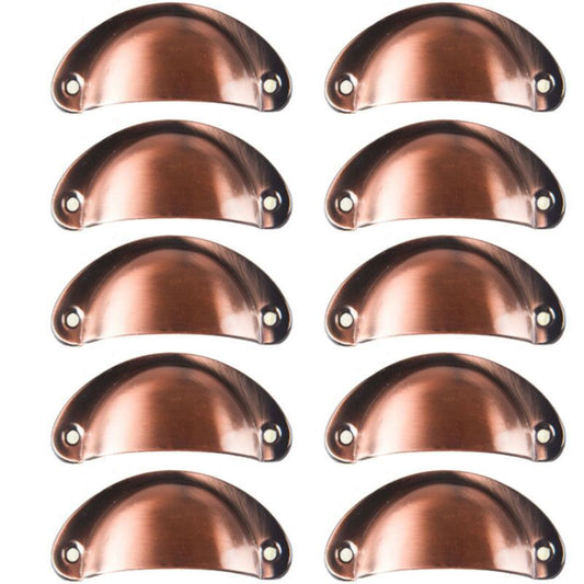 10 Pcs Red Copper Vintage Shell Handles for Drawer Cabinet, 8.2 x 3.5 cm V1188-MS-527-042