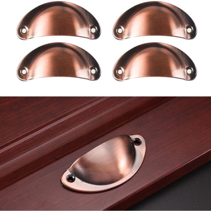 10 Pcs Red Copper Vintage Shell Handles for Drawer Cabinet, 8.2 x 3.5 cm V1188-MS-527-042