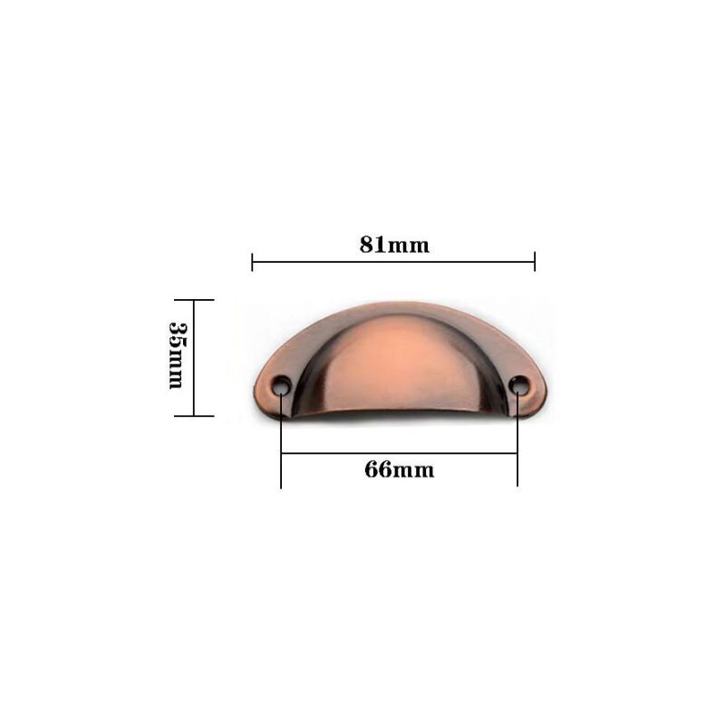 10 Pcs Red Copper Vintage Shell Handles for Drawer Cabinet, 8.2 x 3.5 cm V1188-MS-527-042