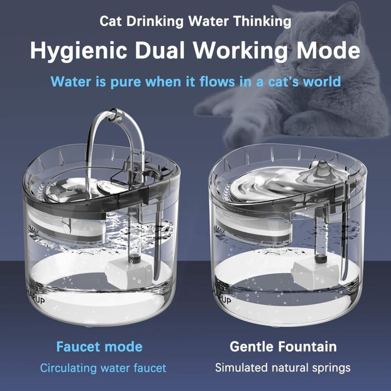 Automatic Cat Water Fountain 1.8L with USB Pump Carbon Filter and Smart Water Mode V1188-MS-527-044