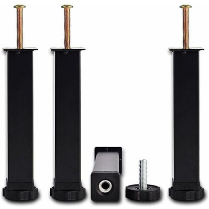 4 Pcs Black Screw In Metal Bed Legs Adjustable Slat Feet, 20 cm Plus 2 cm, 3 x 3 cm V1188-MS-527-045