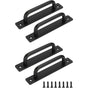 4 Pcs Black Sliding Barn Door Handles with Stainless Steel Plate, 128 mm Hole Spacing V1188-MS-527-048
