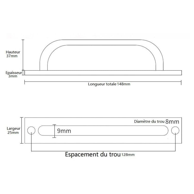 4 Pcs Black Sliding Barn Door Handles with Stainless Steel Plate, 128 mm Hole Spacing V1188-MS-527-048