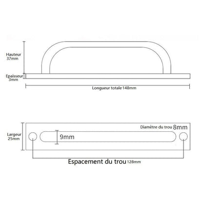 4 Pcs Black Sliding Barn Door Handles with Stainless Steel Plate, 128 mm Hole Spacing V1188-MS-527-048