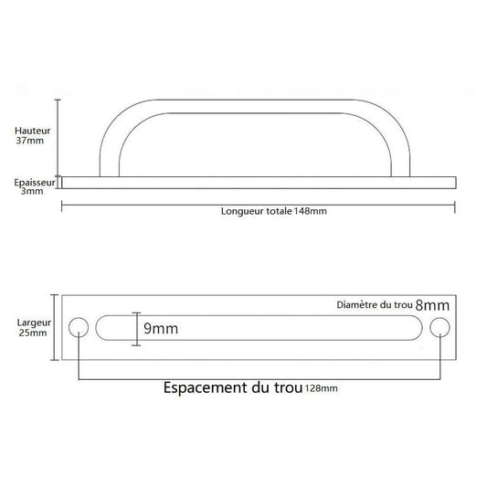 4 Pcs Black Sliding Barn Door Handles with Stainless Steel Plate, 128 mm Hole Spacing V1188-MS-527-048