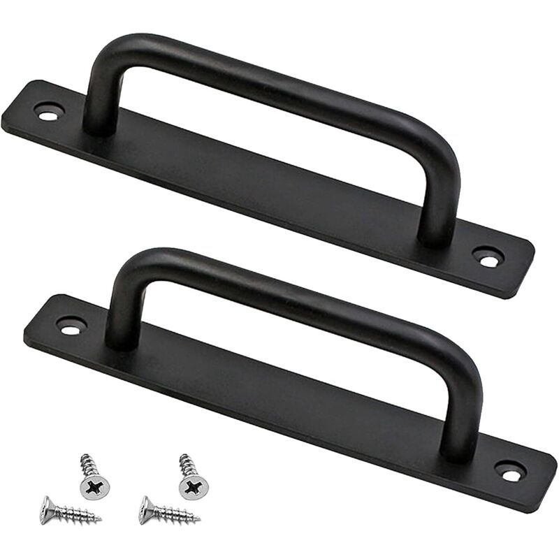 2 Pcs Heavy Duty Aluminum Alloy Barn Door Handles with Back Plate V1188-MS-527-051