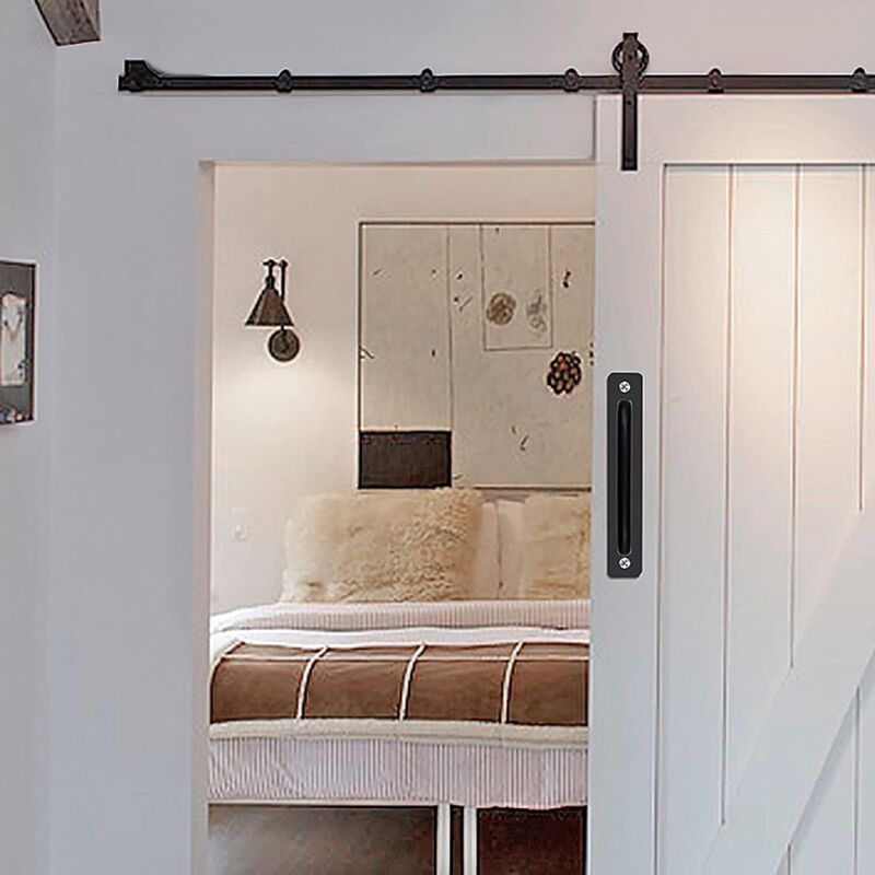 2 Pcs Heavy Duty Aluminum Alloy Barn Door Handles with Back Plate V1188-MS-527-051
