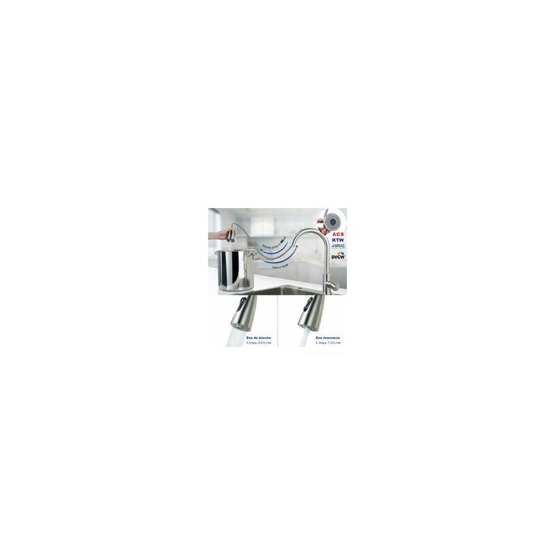 304 Stainless Steel Pull Out Kitchen Sink Mixer Faucet 360 Degree Rotatable V1188-MS-527-054