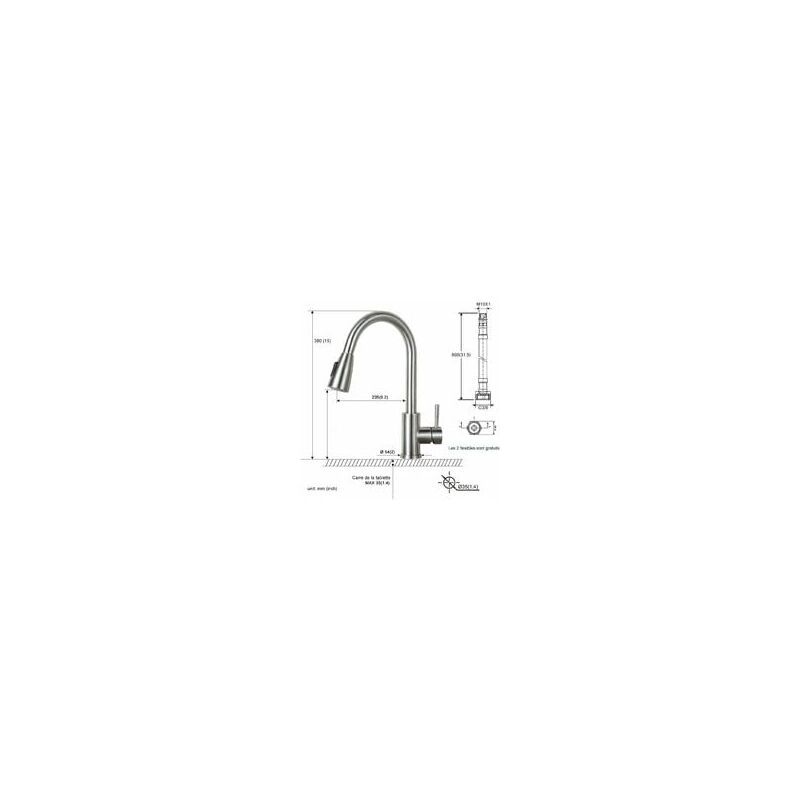 304 Stainless Steel Pull Out Kitchen Sink Mixer Faucet 360 Degree Rotatable V1188-MS-527-054