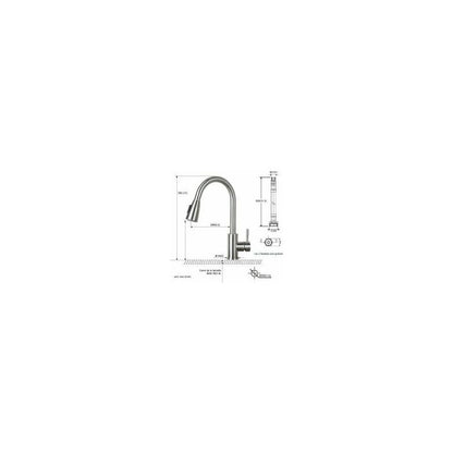 304 Stainless Steel Pull Out Kitchen Sink Mixer Faucet 360 Degree Rotatable V1188-MS-527-054