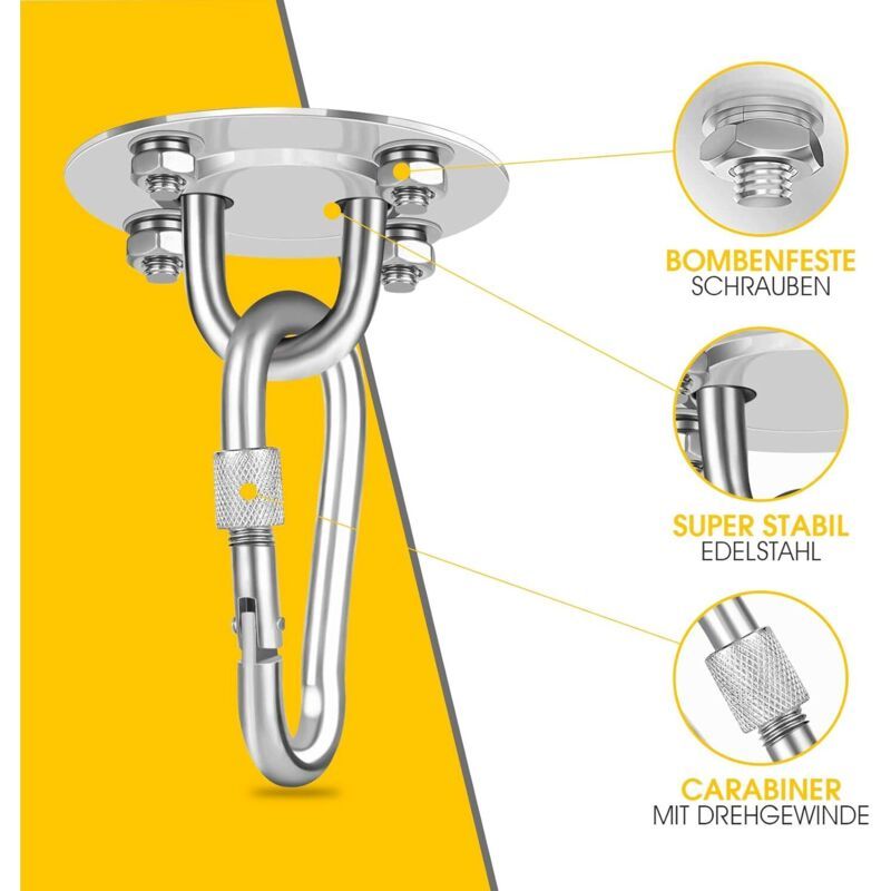 Stainless Steel Ceiling Hook Heavy Duty Support for Hammock Chair Punching Bag, 400 kg V1188-MS-527-055