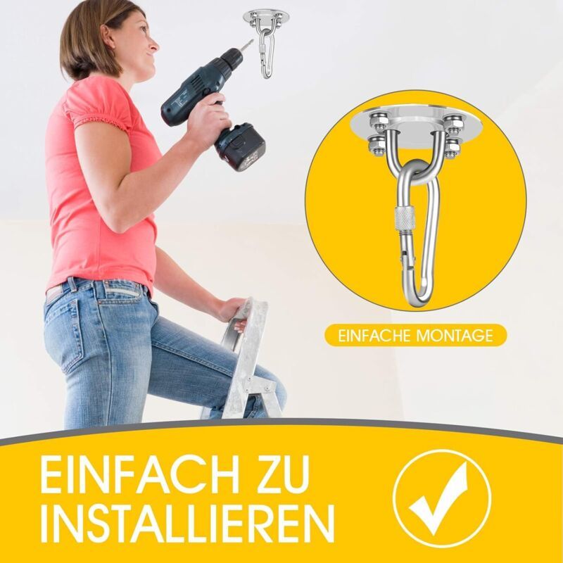 Stainless Steel Ceiling Hook Heavy Duty Support for Hammock Chair Punching Bag, 400 kg V1188-MS-527-055