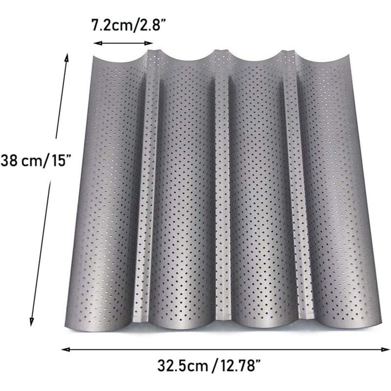 Perforated Non Stick Baguette Baking Tray Mold for 4 Baguettes V1188-MS-527-060