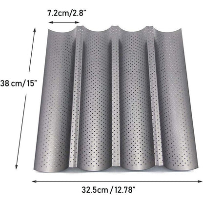 Perforated Non Stick Baguette Baking Tray Mold for 4 Baguettes V1188-MS-527-060