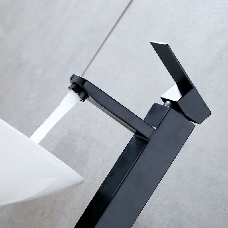 Black High Spout Bathroom Basin Mixer Faucet Single Hole Hot and Cold Water Tap V1188-MS-527-065