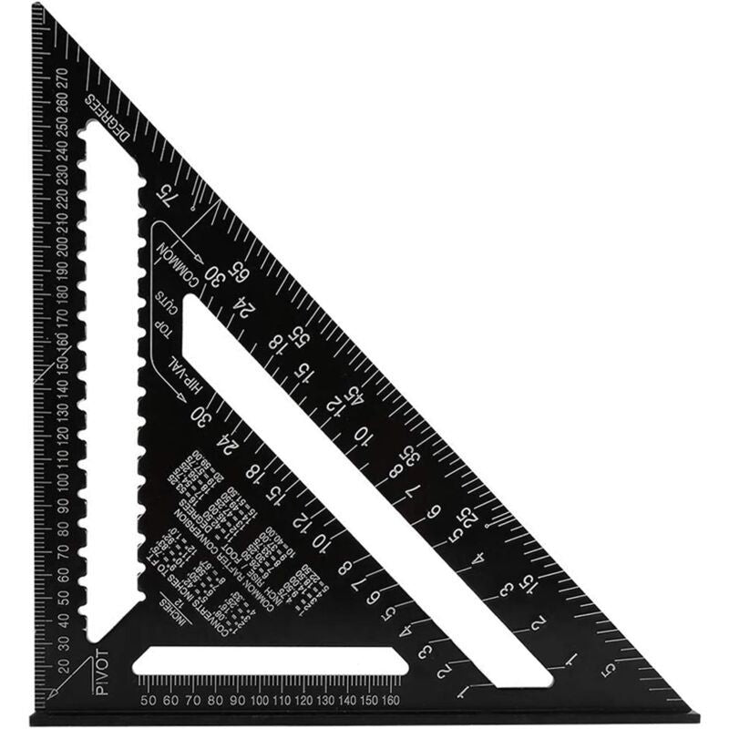 Professional Metric Triangle Carpenter Square Aluminum Alloy Measuring Ruler Black, 30 cm V1188-MS-527-069