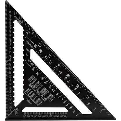 Professional Metric Triangle Carpenter Square Aluminum Alloy Measuring Ruler Black, 30 cm V1188-MS-527-069