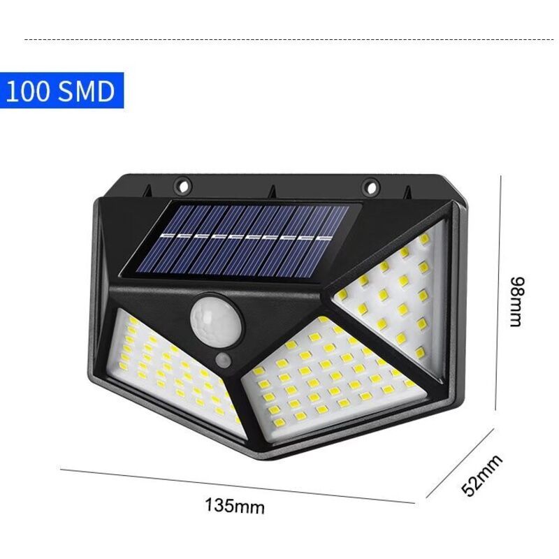 1 Pack Outdoor Solar Light 100 LEDs Motion Sensor Waterproof 1200mAh for Garden V1188-MS-527-070