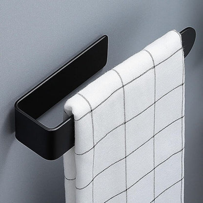 SUS304 Black Adhesive Bathroom Kitchen Towel Holder, 24 cm V1188-MS-527-072