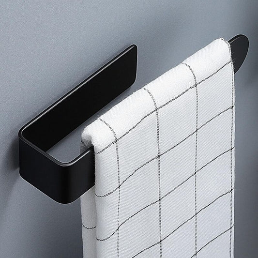 SUS304 Black Adhesive Bathroom Kitchen Towel Holder, 24 cm V1188-MS-527-072