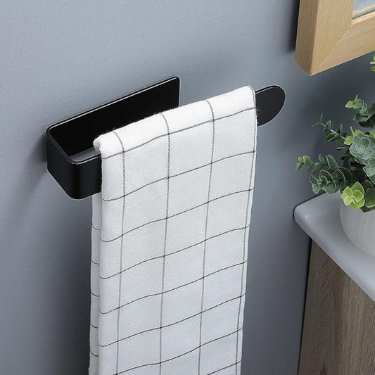 SUS304 Black Adhesive Bathroom Kitchen Towel Holder, 24 cm V1188-MS-527-072