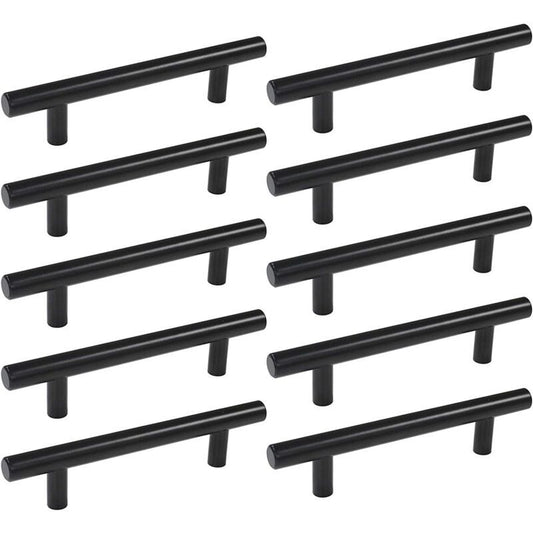 10 Pcs Black Stainless Steel Kitchen Cupboard Door Handles, 192 mm Hole Spacing V1188-MS-527-073