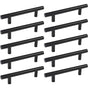 10 Pcs Black Stainless Steel Kitchen Cupboard Door Handles, 192 mm Hole Spacing V1188-MS-527-073