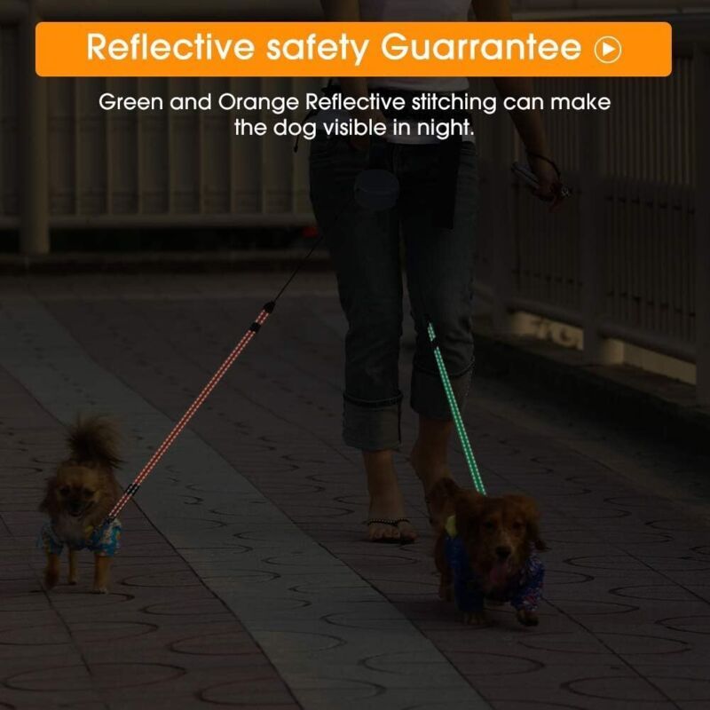 Retractable Double Dog Leash with 2 Cords 360 Degree Tangle Free Black, 3 m V1188-MS-527-075