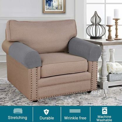2 Pcs Stretch Jacquard Spandex Sofa Armrest Covers Washable Non Slip V1188-MS-527-084