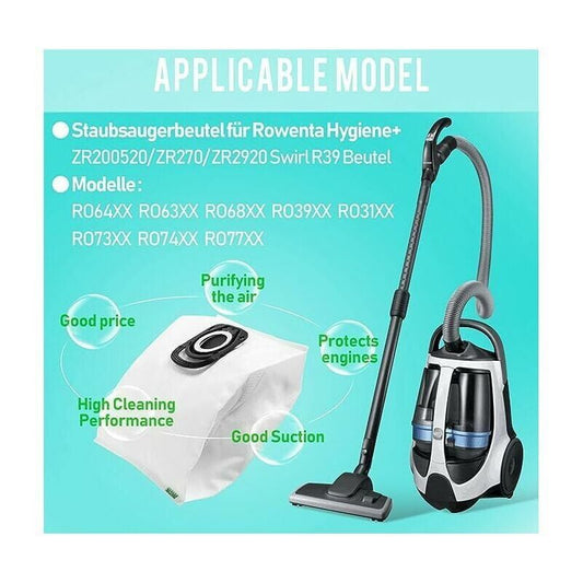 10 Bags Vacuum Cleaner Bags Compatible with Rowenta ZR200520 ZR200720 RO64xx RO63xx RO68xx RO39xx V1188-MS-527-085