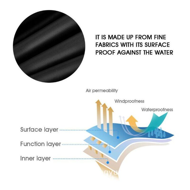 Black 210D Waterproof Sun Lounger Deckchair Protective Cover, 210 x 75 x 40 to 80 cm V1188-MS-527-088