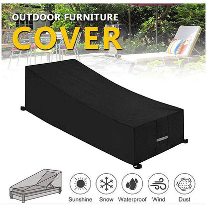 Black 210D Waterproof Sun Lounger Deckchair Protective Cover, 210 x 75 x 40 to 80 cm V1188-MS-527-088