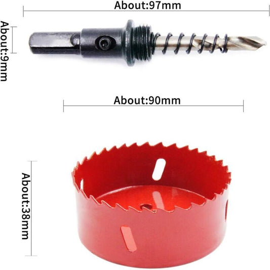 HSS Bi Metal Hole Saw with Drill Bit and Shank for Wood and Metal, 90 mm V1188-MS-527-096