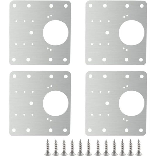 4 Pcs Stainless Steel Hinge Repair Plates with Screws for Cabinet Furniture Shelves V1188-MS-527-097