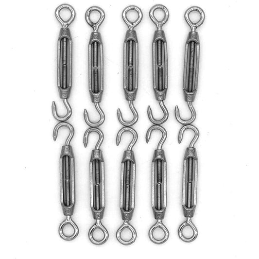 10 Pcs M4 Stainless Steel Hook and Eye Turnbuckle Wire Rope Hardware Kit V1188-MS-527-098