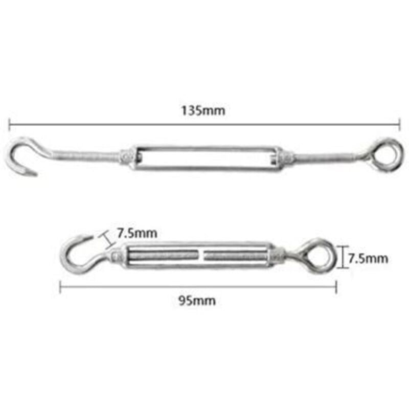 10 Pcs M4 Stainless Steel Hook and Eye Turnbuckle Wire Rope Hardware Kit V1188-MS-527-098